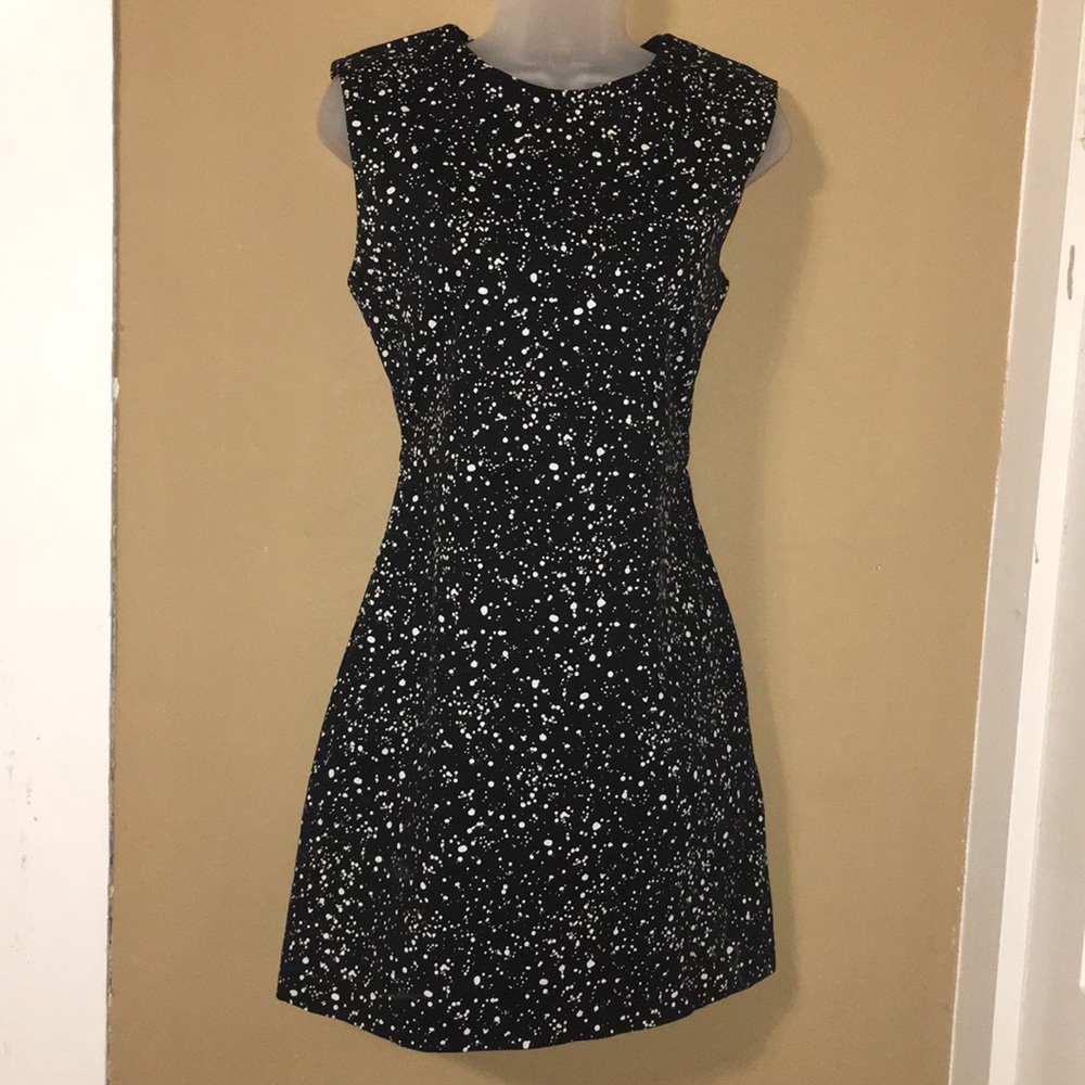 Layered back sleeveless paint-spatter dress